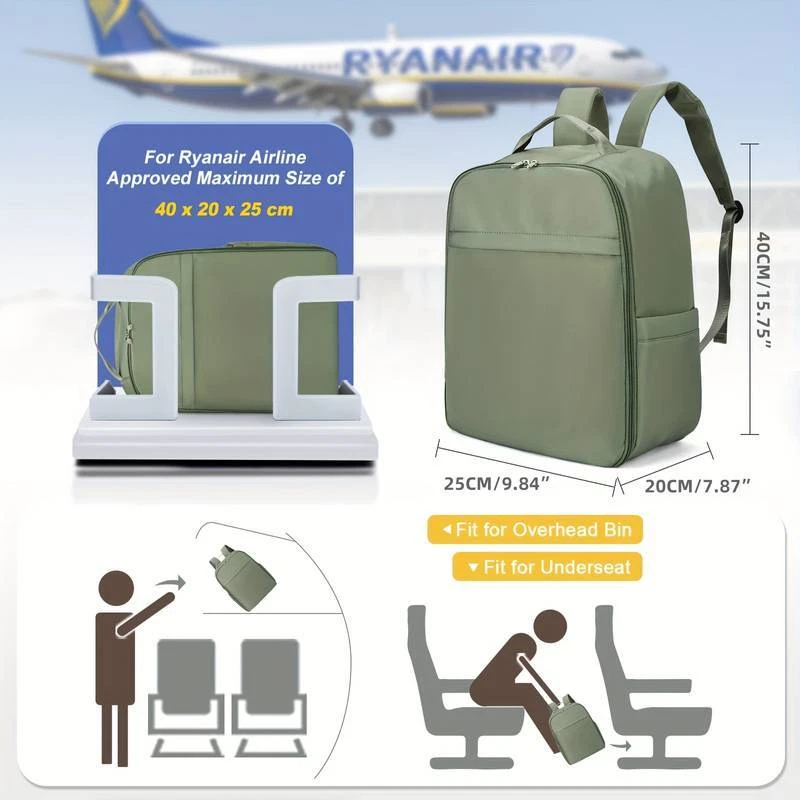 Sac à Dos Voyage Cabine Avion 40x20x25cm - 20L - Bagage Cabine Ryanair Rouge Profond