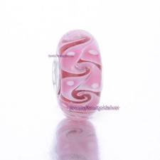 Sterling Silver 925 Core Murano Glass Charm Pink Swirls Bead