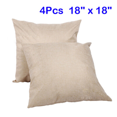 4Pcs 18'' Square Linen Sublimation Blanks Pillow Case Christmas Sofa Throw Cover