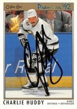 Charlie Huddy autographed Hockey Card (Kings) 1992 O-Pee-Chee Premier #125