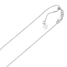 .70mm Solid Adjustable Box Chain Necklace REAL 10K White Gold Up To 22"  2gr