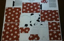 CHRISTINA CHRISTMAS CALICO COW FABRIC PANEL POINTSETTIAS  HOLLY BERRIES 36 X 45