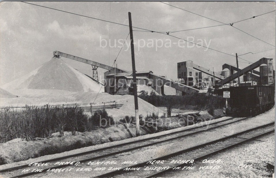 1930s RPPC Eagle Picher Central Mill Lead Zinc District Train Loading