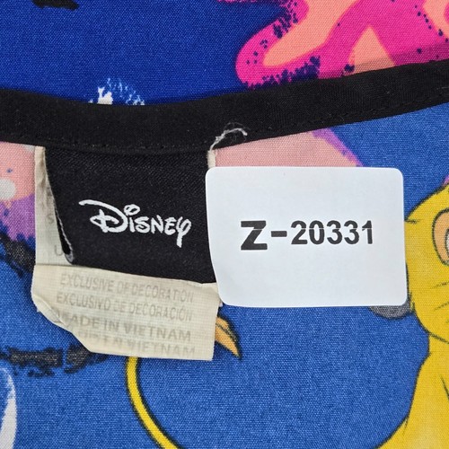 Disney Women Scrub Top 3XL/3XG Blue Floral Lion Short Sleeve Logo Recycled - Picture 3 of 7