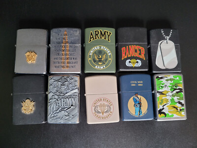 Lot of 10 Zippo American Military US Army Rangers