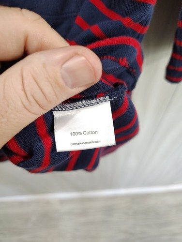 Hanna Andersson Classic Pocket Dress Navy Blue Res Stripe Long Sleeve - Picture 4 of 8