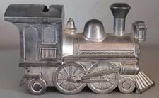 Vintage Leonard Silver Plated Metal Train Engine Locomotive Cast Coin Bank ITALY