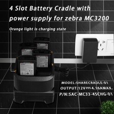 4-Slot Battery Cradle with Adapter Power Supply for Zebra MC3200 No battery