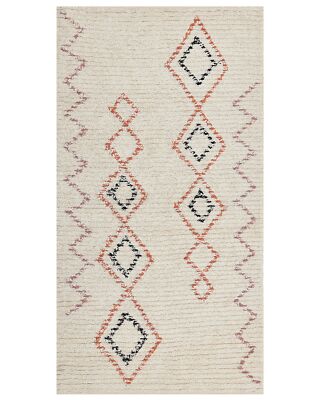 Teppich Baumwolle mit Muster beige 80 x 150 cm rechteckig Boho Guwahati
