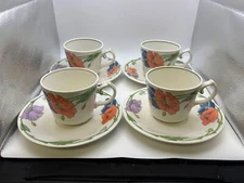 Set of 4 Villeroy & Boch AMAPOLA Large Breakfast Cups and Saucers
