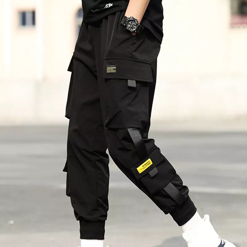 Mens Lightweight Elastic Waist Cargo Combat Cotton Work Pants Trousers  Bottoms