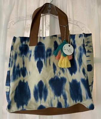 Lu + Elle Blue Tie Dye Tote Bag With Tassel New-Other