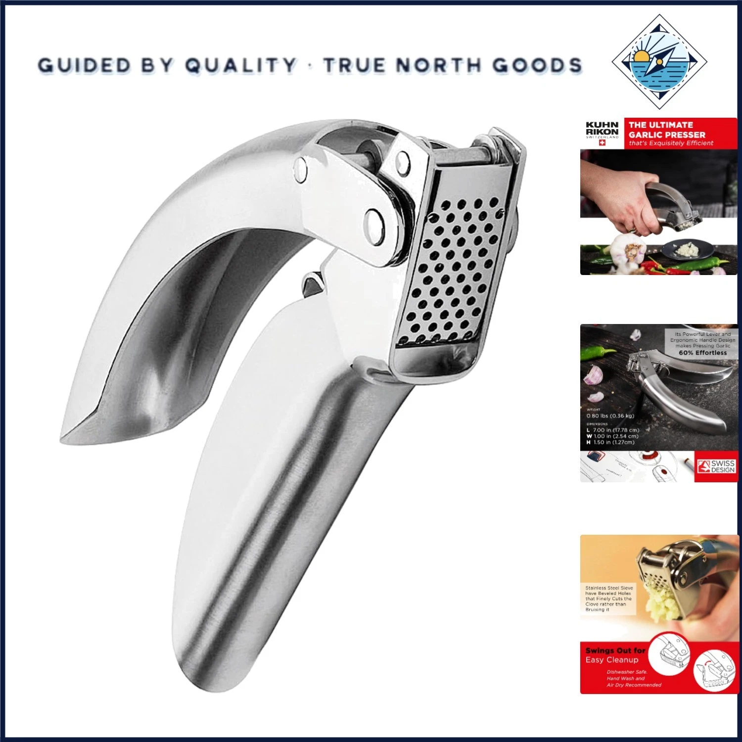 Ergonomic Stainless Steel Garlic Press for Effortless Crushing and Mincing
Opens in a new window or