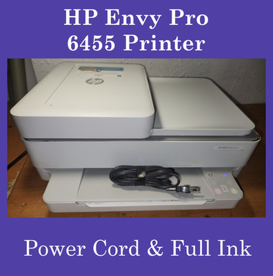 HP ENVY Pro 6455 All-In-One Inkjet Color Printer Full Ink | WIFI | Power Cord