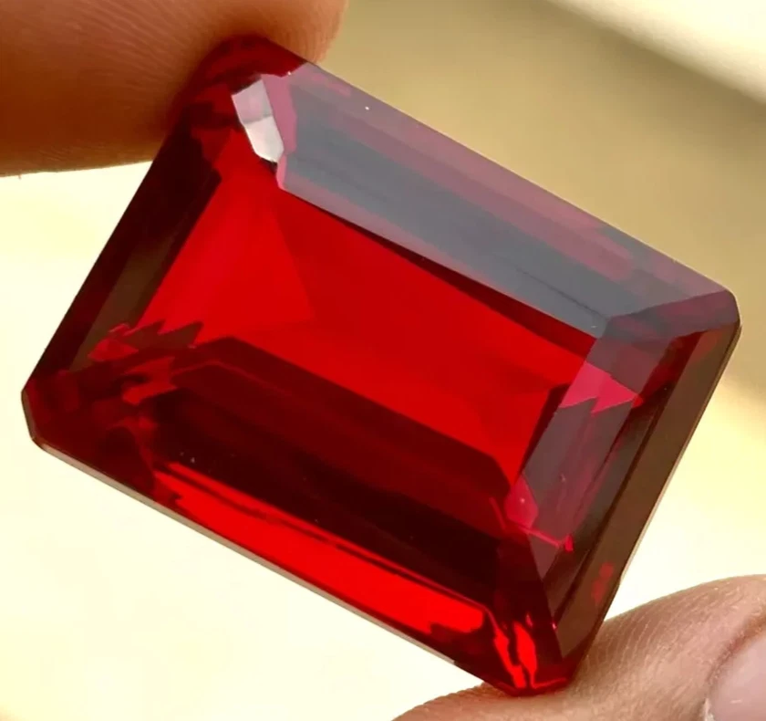 AA+++ Large Mozambique Red Ruby 72.75 Ct. Emerald Cut Loose Gemstone @Best Offer - Image 2 of 4