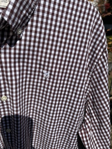 Abercrombie & Fitch Camicia con bottoni Uomo XXL Manica Lunga Marrone Check - Foto 2 di 5