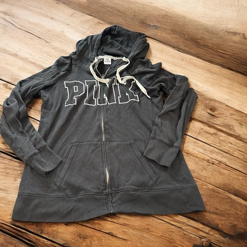 UNDERCOVER Felpa ROSA con cappuccio Victoria Secret donna M nera full zip scritta