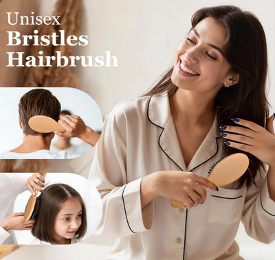 BLACK EGG Boar Bristle Hair Brush Set Bamboo Comb Hair Ties Fine Hair Care