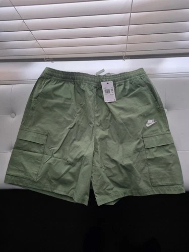 Nike Club Men’s Woven Cargo Shorts Khaki Green FB1246-386 Size XXL Loose Fit !!