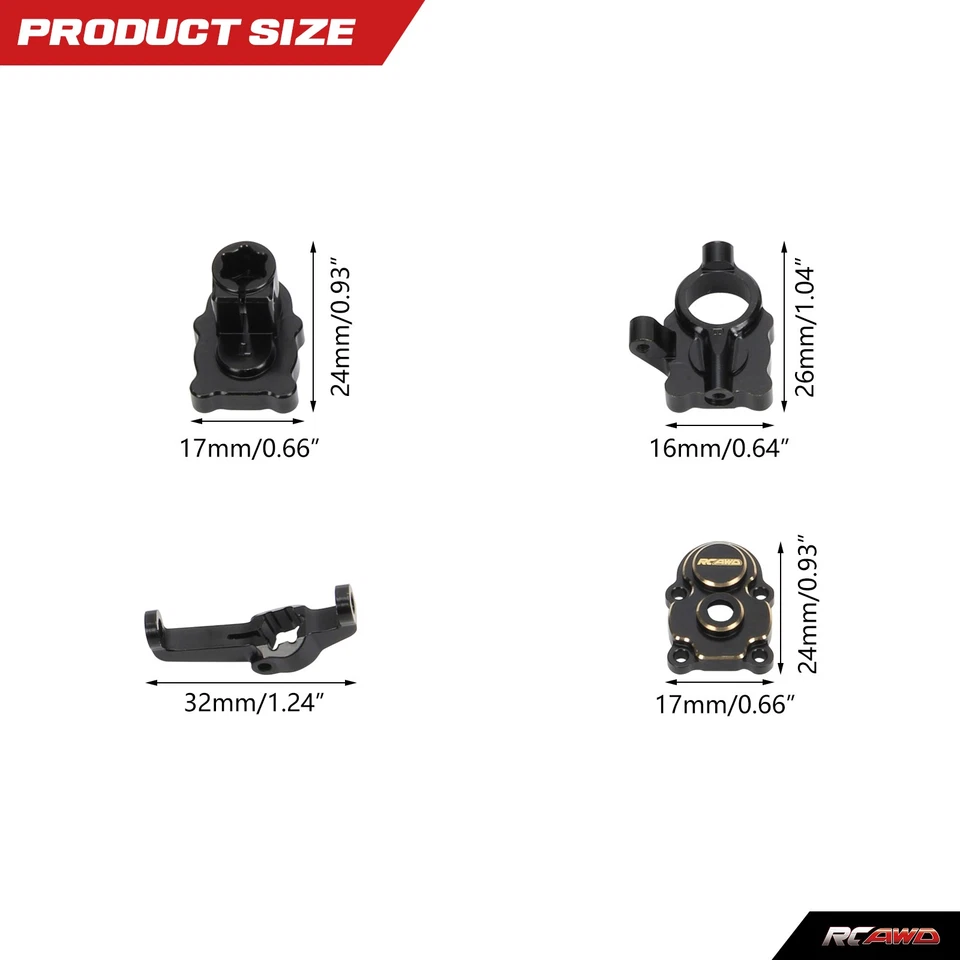 Bloques giratorios de carcasa de portal delantero/trasero de latón completo para orugas FMS FCX24 1-24 Foto 2 de 4