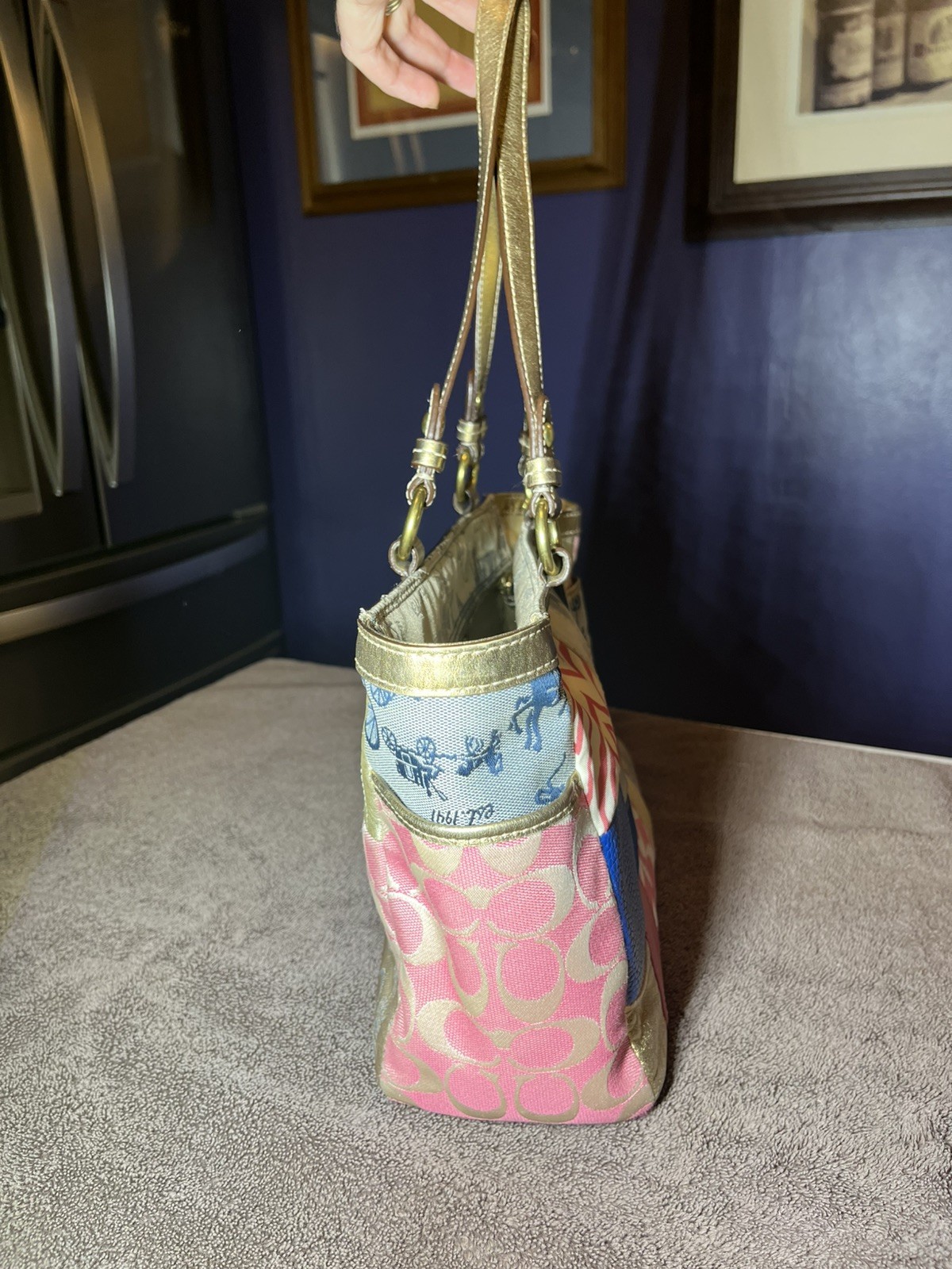 Pristine Coach Colorful Patchwork Anniversary Tot… - image 11