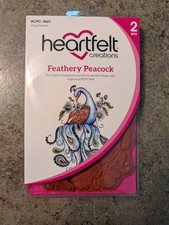 NEW Heartfelt Creations Cling Stamps 2pc FEATHERY PEACOCK HCPC-3661