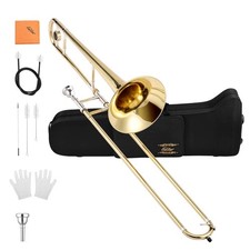 Eastar Bb Tenor Slide Trombone for Beginners Students, B Flat Brass Gold