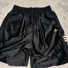 Vintage Dazzle Rare Adidas Basic 3 Stripe Basketball Shorts Black Dazzle L Silky
