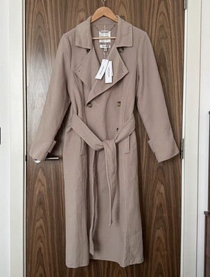 Forever New Trenchcoat nude beige weich Tilly-gefilzt Taille Taschen zum Binden UK 16 NEU
