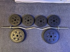 EZ Curl Bar With 20kg Weights 4x 2.5kg, 2x 5kg Weight Plates Included 25kg Total
