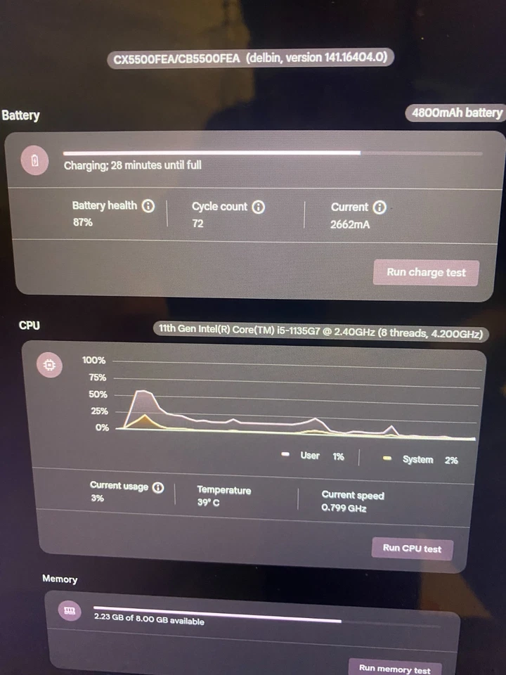 ASUS Chromebook Flip CB5 CB5500FE 15.6" i5-1135G7 8GB RAM 128GB SSD Touchscreen - Image 4 of 4
