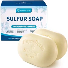 Sulfur Soap for Acne Support: Sulfur Face Wash Bar for Sensitive Skin, 2 Bars