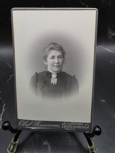 Olaf Simonnæs B&W Studio Portrait Card Photo of Woman, Kristiansund