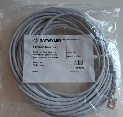 Dätwyler Patchkabel S/UTP Uninet 5502 Cat.5e 15 m 300 MHz PVC grau