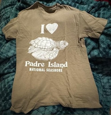 Authentic I Love Padre Island National Seashore Baby Turtle est size M Tan Shirt