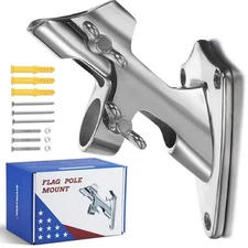 Flag Pole Bracket, Flag Pole Holder - Polished, 316 Marine Grade Stainless St...