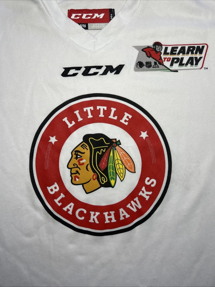 Camiseta deportiva de hockey juvenil CCM Little Blackhawks L/XL hockey puro Foto 3 de 4