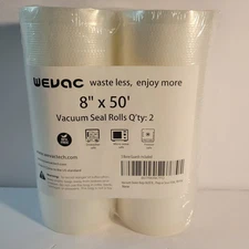 WeVac Vacuum Sealer Rolls 8 x 50 ft 2 Pack BPA Free New Sealed