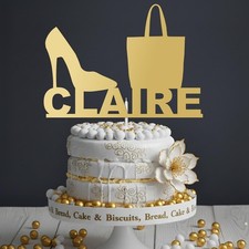 Personalisierte High Heel Schuhe Acryl Tortenaufleger Geburtstag Party Alter Name individuell