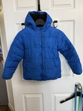 SwissTech Kids Blue Puffer Jacket Hooded Fleece Lined Winter Coat S 6-7 Years