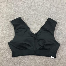 Tommie Copper Sports Bra Womens XL Black Front Zip Shoulder Support Compression