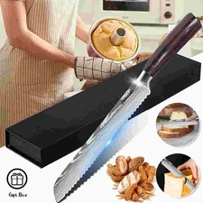 Bread Knife 13in Serrated Ultra Sharp Carbon Steel Kitchen Chef Bread Knife Gift