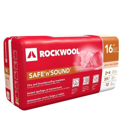 #ad ROCKWOOL Safe#x27;n#x27;Sound R Wall Unfaced Stone wool Batt Insulation 59.7 sq ft $59.99