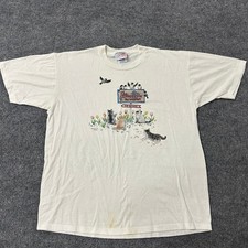 Morning Sun Shirt Mens XL White The Birdhouse Restaurant Cats Birds Made in USA