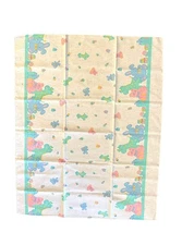 Vintage Baby Receiving Blanket Pastel Animals Teddy Bear Hospital Style 29x38