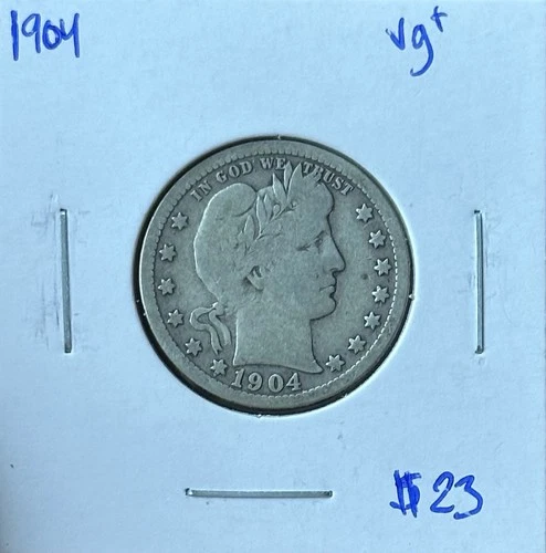 1904-P Barber Quarter Choice VG