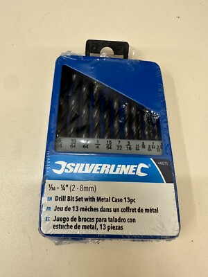 Silverline Tool Blue Center Punch Set Drill Bit Set With Metal Case 13pc 2-8 mm