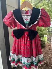 Vintage Daisy Kingdom Red Plaid Bunny Christmas Holiday Dress Angel 3T Crinoline