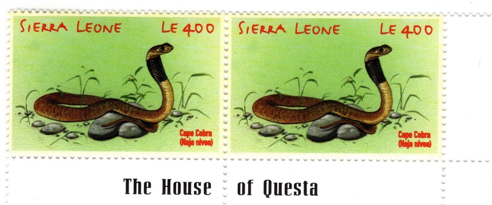 SIERRA LEONE 2001 African Reptiles, Snakes, Turtles,Cobra, Lizards Pair of 6 MNH - Image 4 of 4