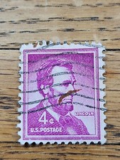 US Stamp Abraham Lincoln 4c Used 1036 Wave Cancel